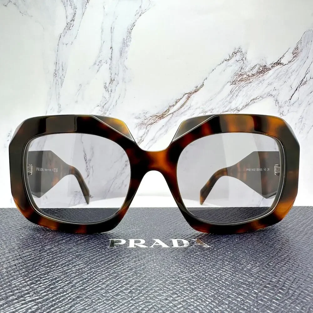 New PRADA Sunglasses Brown Juniper Tortoise Gray Lens Square - Picture 8 of 16